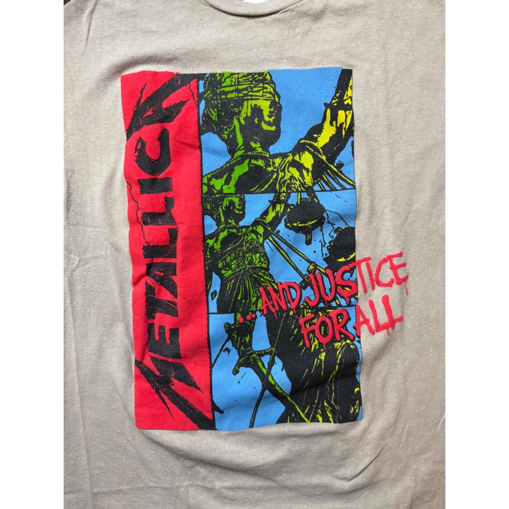 Metallica And Justice For All Graphic T-Shirt Tan Mens Small 2022 Band Tee SM - Picture 3 of 6